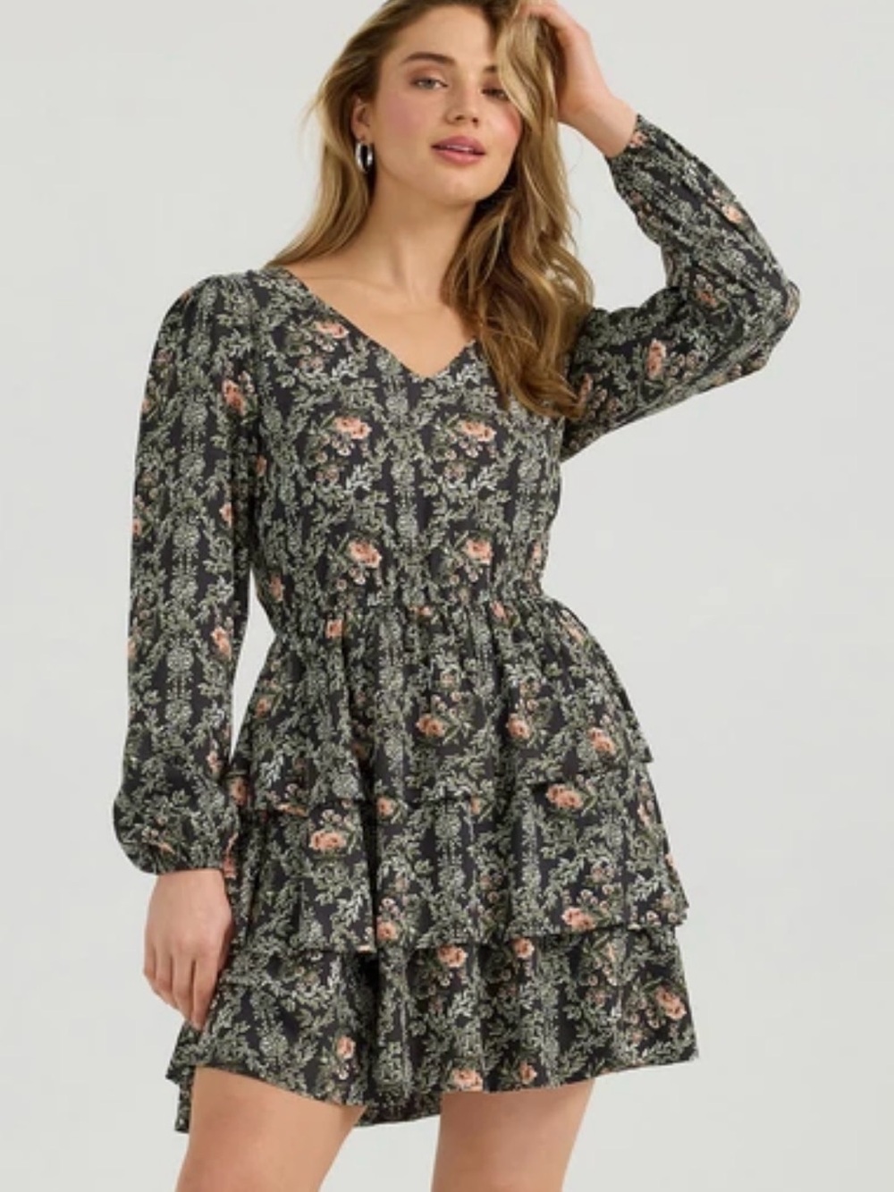 Wrangler Retro Vintage Tiered Long Sleeve Dress S